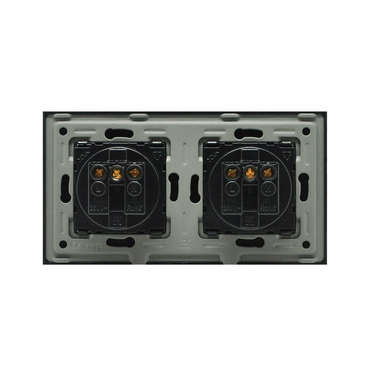 Priza simpla 2P+T 16A + priza simpla 2P+T, 16A, rama din sticla, alb, Aledio A1P1PA