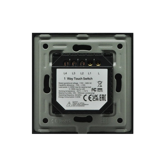 Intrerupator simplu, cu touch, rama din sticla, negru, Aledio A1G1WN