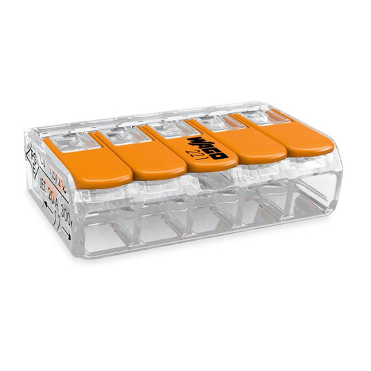 Clema de legatura, 5 conductori, 0.2-4mm², Wago 221-415