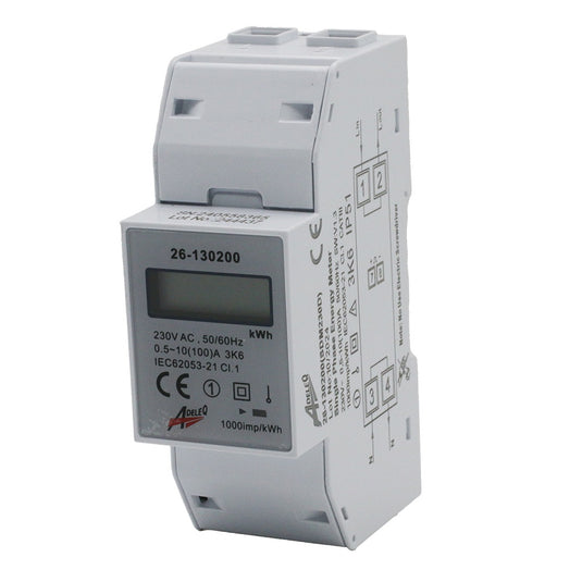 Contor monofazic, pe sina, digital, 1x100A, 2 module, Adeleq 26-130200