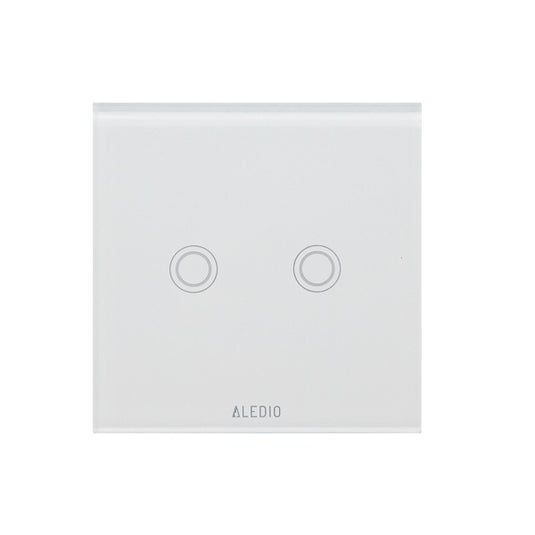 Intrerupator cap-scara dublu, cu touch, rama din sticla, alb, Aledio A2G2WA