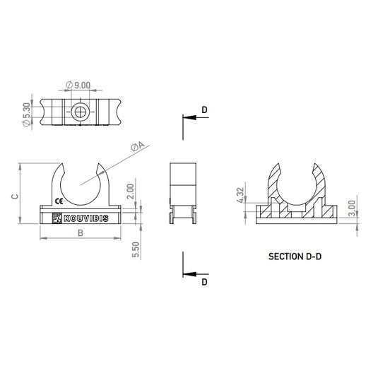 Clema fixare, Ø32, galben, Supersol Plus, Kouvidis
4027032
