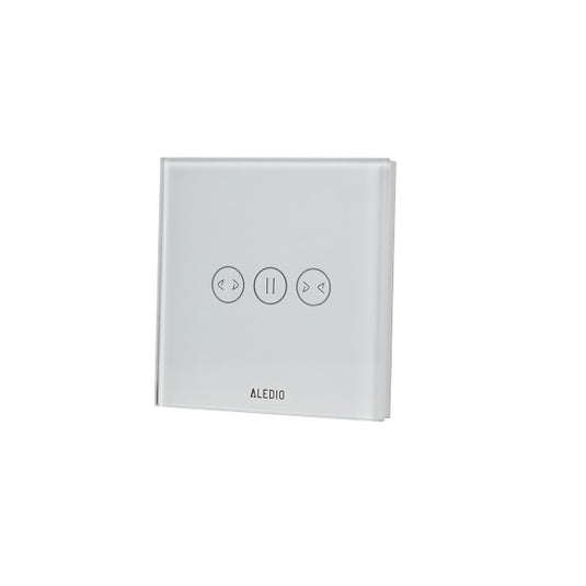 Intrerupator inteligent pentru jaluzele, cu touch, rama din sticla, WiFi, alb, Aledio A1DWFA