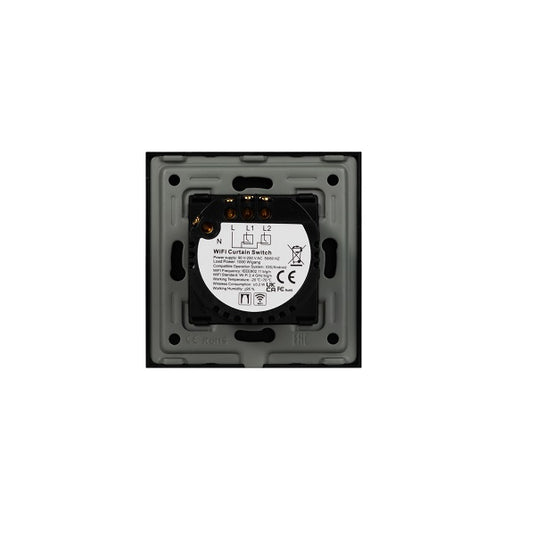 Intrerupator inteligent pentru jaluzele, cu touch, rama din sticla, WiFi, negru, Aledio A1DWFN