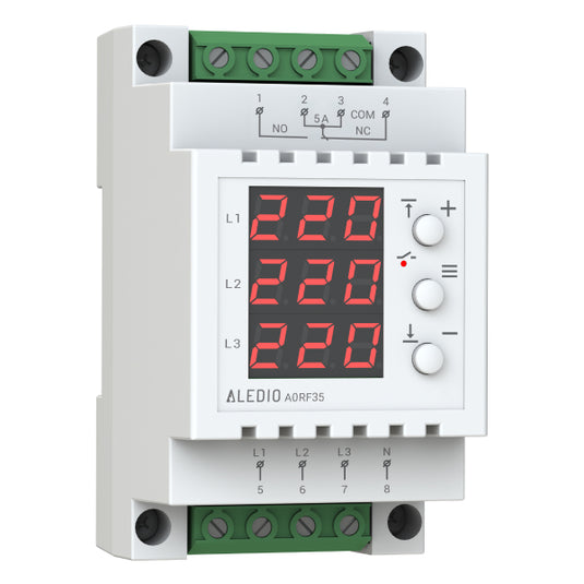 Releu monitorizare tensiune, trifazat, 5A, Aledio A0RF35