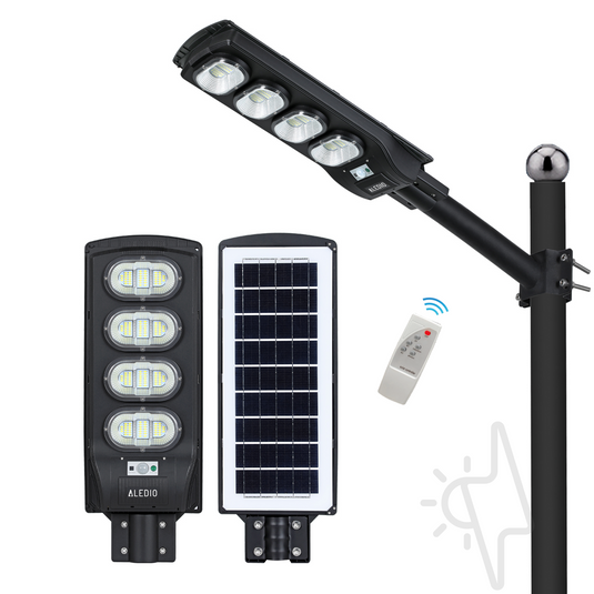 Corp de iluminat stradal LED, solar, cu senzor de miscare, 200W, 6Ah, 4000K, IP65, Aledio
