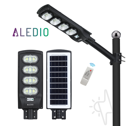 Corp de iluminat stradal LED, solar, cu senzor de miscare, 200W, 6Ah, 4000K, IP65, Aledio, alternativo.ro