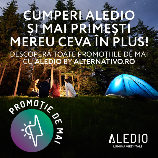 1 x Kit sistem solar, 40W, 18Ah, cu lanterna si iesire USB, bec LED, proiector, boxa bluetooth, panou solar inclus, Aledio + 1 x Lanterna LED, solara, multifunctionala, 8W, 2000mAh, Aledio + 1 x Felinar LED, solar, reincarcabil, 6W, 800mAh, galben, Aledio