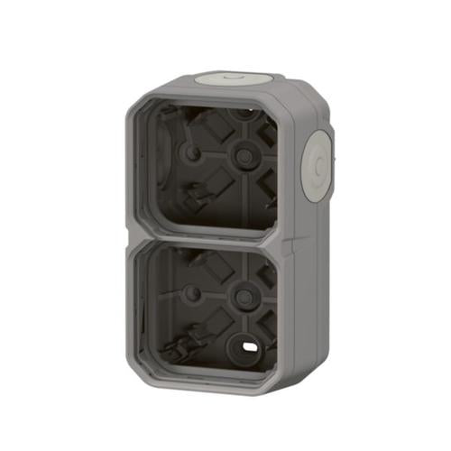 Doza modulara, 2 aparate, montaj aparent, orizontal, IP55, gri, Plexo 069672L