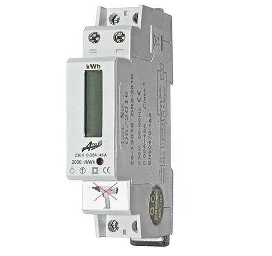 Contor monofazic, pe sina, digital, 1x45A, 1 modul, Adeleq 02-553/DIG