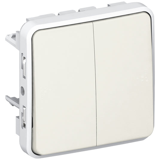 Intrerupator dublu / cap-scara, modular, 10A, IP55, alb, Plexo 069625