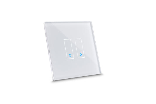 Intrerupator inteligent dublu, cu touch, din sticla, WiFi, cu nul, alb, Iotty LSWE22W