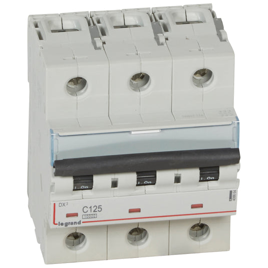 Intrerupator automat DX³, tripolar, 125A, curba C, 10kA, 4.5 module, Legrand 408664
