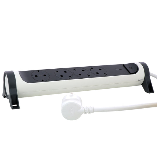 Prelungitor rotativ, 1.5m, 4 prize cu protectie, SPD, Alb/Gri Inchis, MOES RevOlution 694507