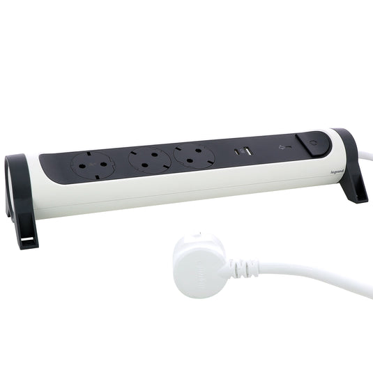 Prelungitor electric rotativ, 1.5m, 3 prize cu protectie, USB A, USB C, SPD, Alb/Gri Inchis, MOES RevOlution 694508