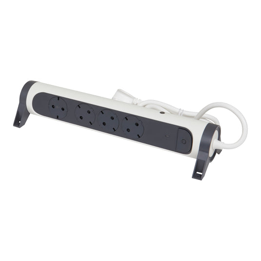 Prelungitor rotativ, 1.5m, 4 prize cu protectie, cu intrerupator, MCB si indicator de suprasarcina, Alb/Gri inchis, MOES RevOlution 694525