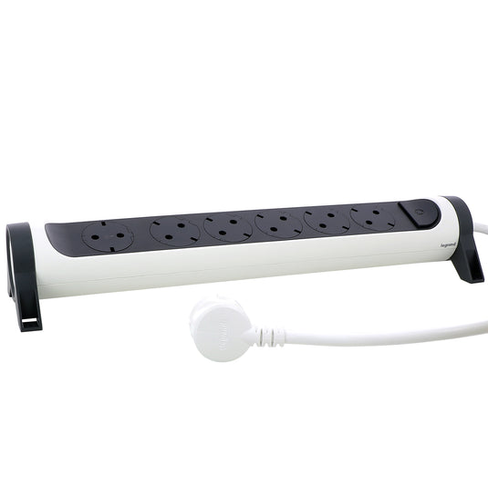 Prelungitor electric rotativ, 1.5m, 6 prize cu protectie, cu intrerupator, Alb/Gri inchis, MOES RevOlution 694533