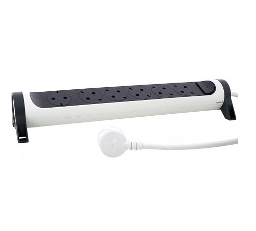 Prelungitor electric rotativ, 3m, 6 prize cu protectie, cu intrerupator, Alb/Gri inchis, MOES RevOlution 694539