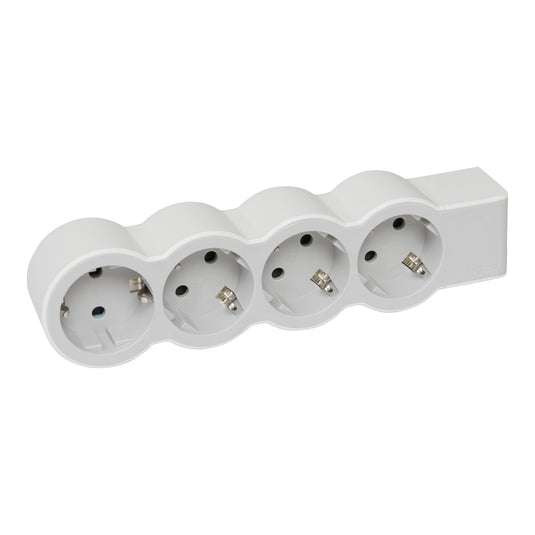 Prelungitor electric, fara cordon, 4 prize cu protectie, Alb/Gri deschis, MOES RevOlution 694575