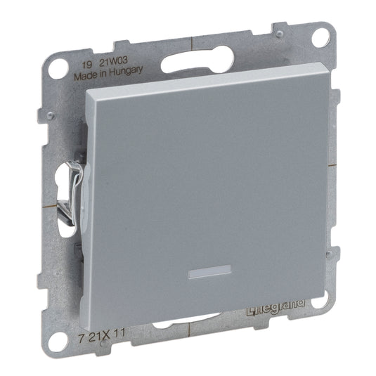 Intrerupator simplu, cu lumina de control, 10A, aluminiu, Suno 721311