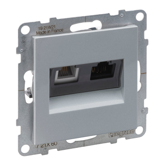 Priză de telefon, RJ11 + priză de date, RJ45, Cat.6, UTP, aluminiu, Suno 721360