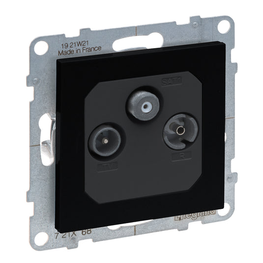 Priza TV-R-SAT, de trecere, negru, Suno 721468