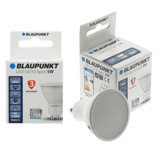 Bec LED spot, GU10, 5W, 450Lm, lumina calda 2700K, Blaupunkt BGU105WWW