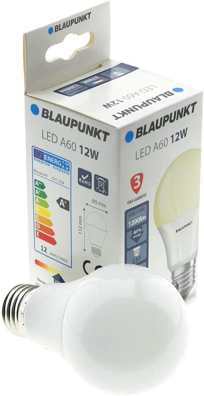 Bec LED clasic, A60, E27, 12W, 1200Lm, lumina calda 2700K, Blaupunkt BE2712WWW, alternativo.ro