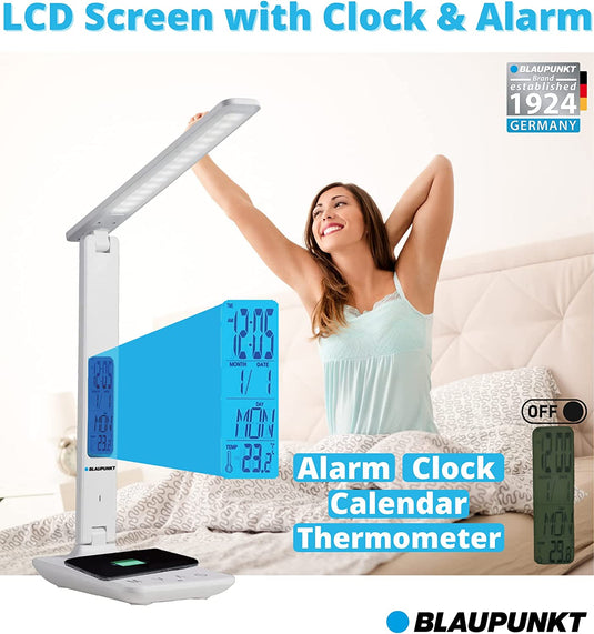 Lampa de birou LED, dimabila, cu incarcator wireless, 6W, 420Lm, Alb, Blaupunkt BLBW6PRO