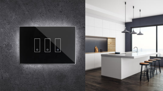 Intrerupator smart triplu, cu touch, din sticla, WiFi, cu nul, negru, Iotty LSW2I3B