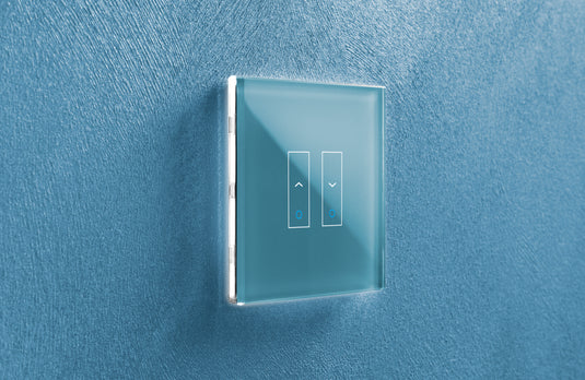 Intrerupator inteligent pentru storuri, cu touch, din sticla, WiFi, cu nul, albastru, Iotty LSWE2SC