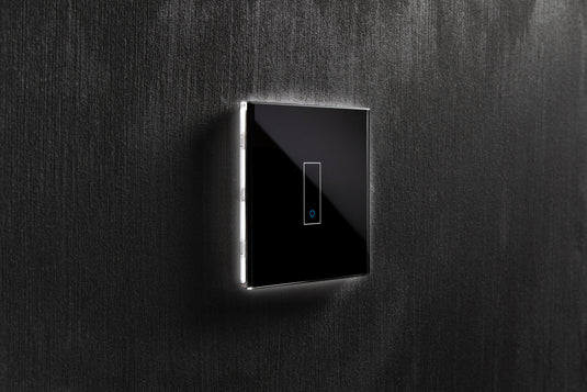 Intrerupator smart simplu, cu touch, din sticla, WiFi, cu nul, negru, Iotty LSWE21B