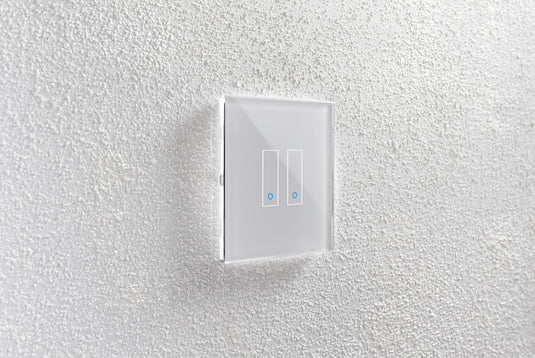 Intrerupator inteligent dublu, cu touch, din sticla, WiFi, cu nul, alb, Iotty LSWE22W