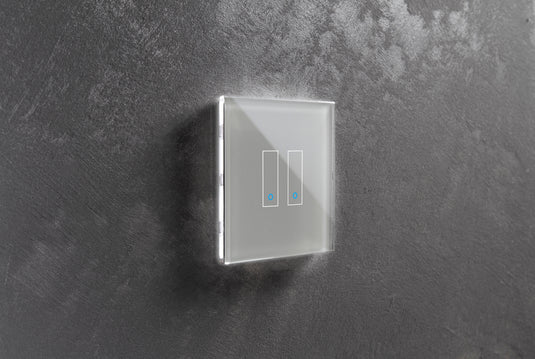 Intrerupator inteligent dublu, cu touch, din sticla, WiFi, cu nul, gri, Iotty LSWE22G