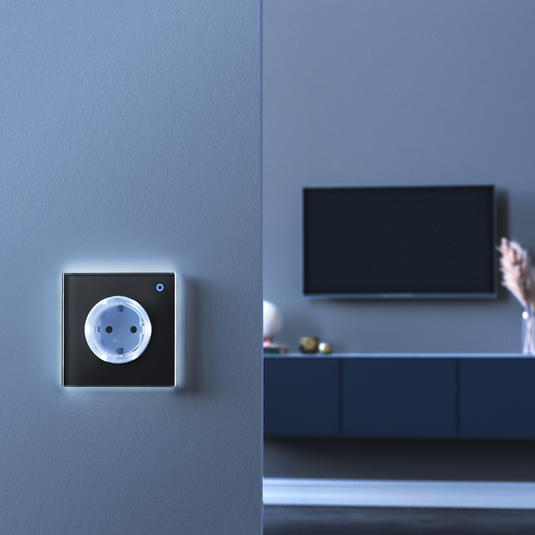 Priza smart, 2 module, 16A, din sticla, WiFi, contact de protectie, negru, Iotty OSWDEB