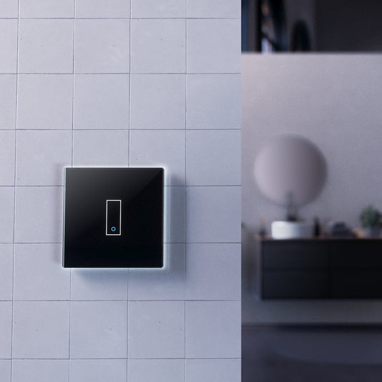 Intrerupator smart simplu, cu touch, din sticla, WiFi, cu nul, negru, Iotty LSWE21B