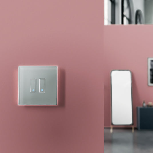 Intrerupator inteligent dublu, cu touch, din sticla, WiFi, cu nul, gri, Iotty LSWE22G