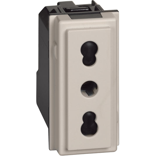 Priza simpla, 1 modul, standard italian, cu contact de protectie 2P+T, 10/16A, nisip, Living Now KM4180