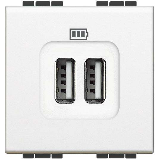 Incarcator USB dublu, 2 module, 5V, 2400mA, Alb, Living Light N4285C2