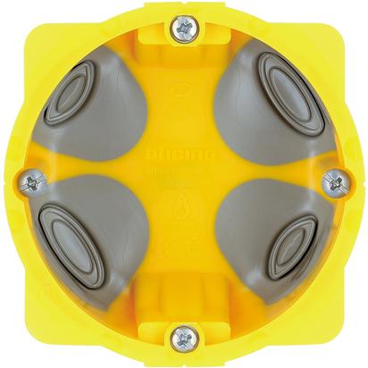 Doza aparataj modular, gips-carton, 2 module, Ø71x50.5mm, galben, Matix Bticino PB502N