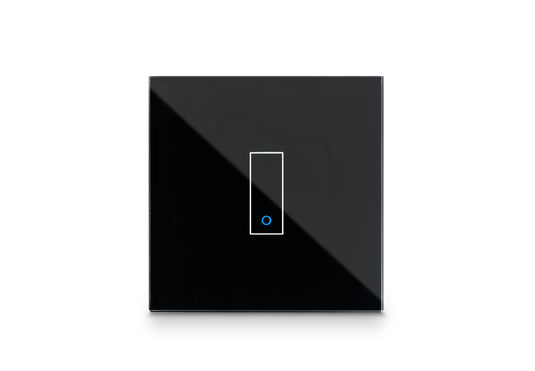 Intrerupator smart simplu, cu touch, din sticla, WiFi, cu nul, negru, Iotty LSWE21B