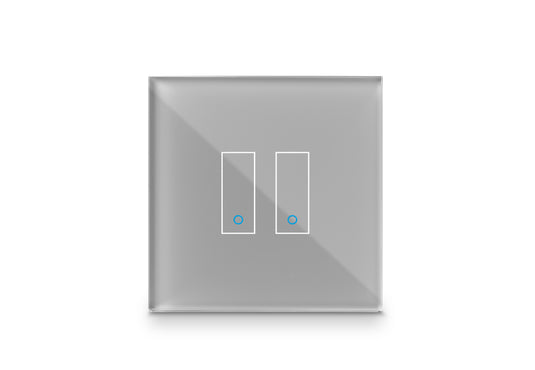 Intrerupator inteligent dublu, cu touch, din sticla, WiFi, cu nul, gri, Iotty LSWE22G