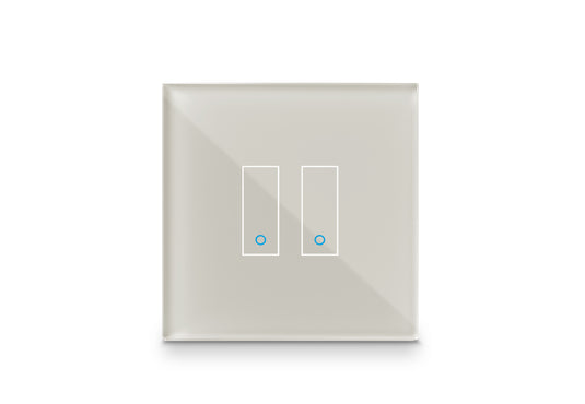 Intrerupator smart dublu, cu touch, din sticla, WiFi, cu nul, nisip, Iotty LSWE22T