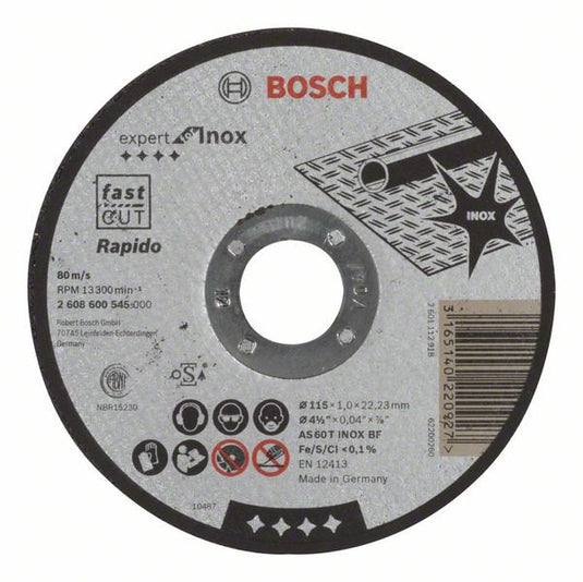 Disc de taiere pentru inox, 115x1mm, Bosch 2608600545