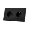 Priza simpla 2P+T 16A + priza simpla 2P+T, 16A, rama din sticla, negru, Aledio A1P1PN