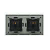Priza simpla 2P+T 16A + priza simpla 2P+T, 16A, rama din sticla, negru, Aledio A1P1PN
