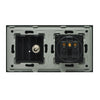 Priza simpla 2P+T 16A + priza TV, rama din sticla, alb, Aledio A1P1TA