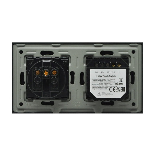 Intrerupator simplu cu touch + priza simpla 2P+T, 16A, rama din sticla, alb, Aledio A1G1PA