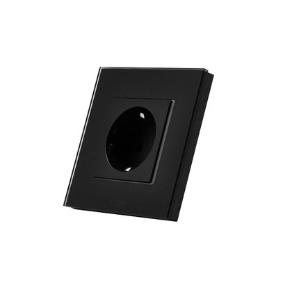 Priza simpla, standard german, 2P+T, rama din sticla, 16A, negru, Aledio A1P00N, , alternativo.ro