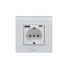 Priza simpla, standard german, 2P+T, 16A, cu USB tip A+C, 2.1A, rama din sticla, alb, Aledio A1PACA